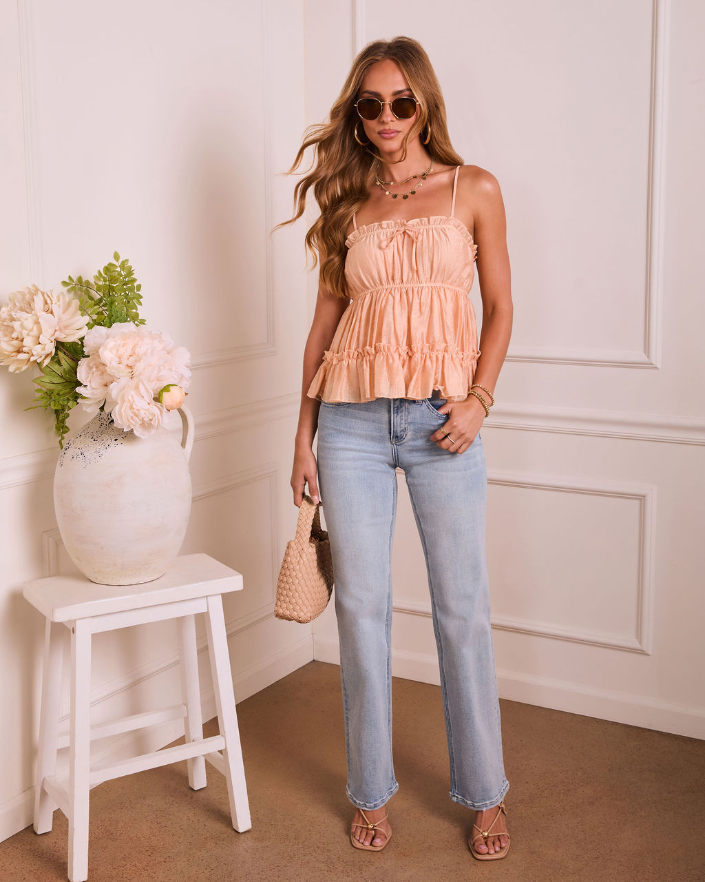 Soft Daylight Pleated Linen Top