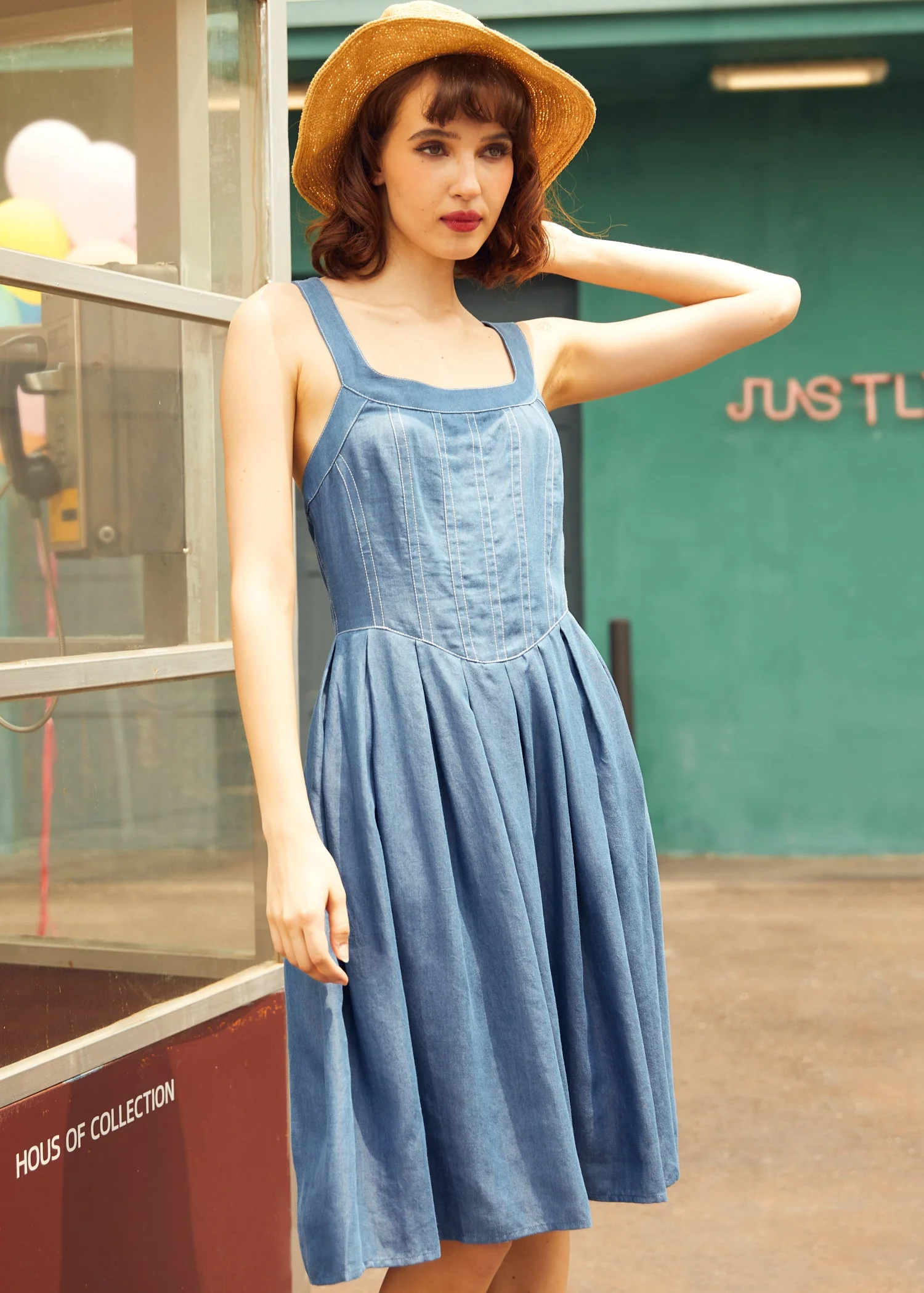 Meet Me on Main Street Chambray Dress