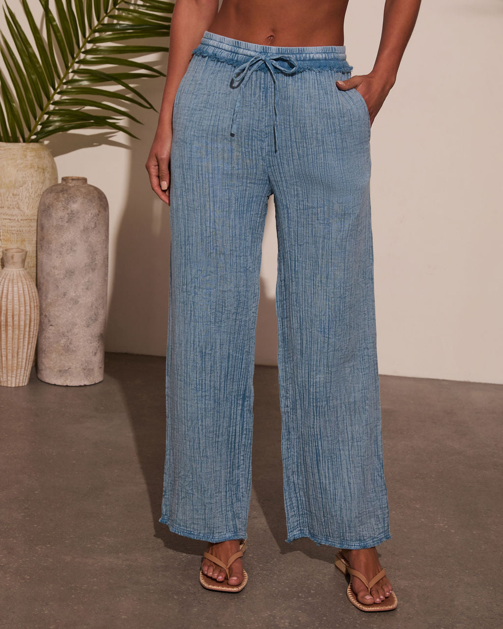 Francie Pleated Chambray Pants