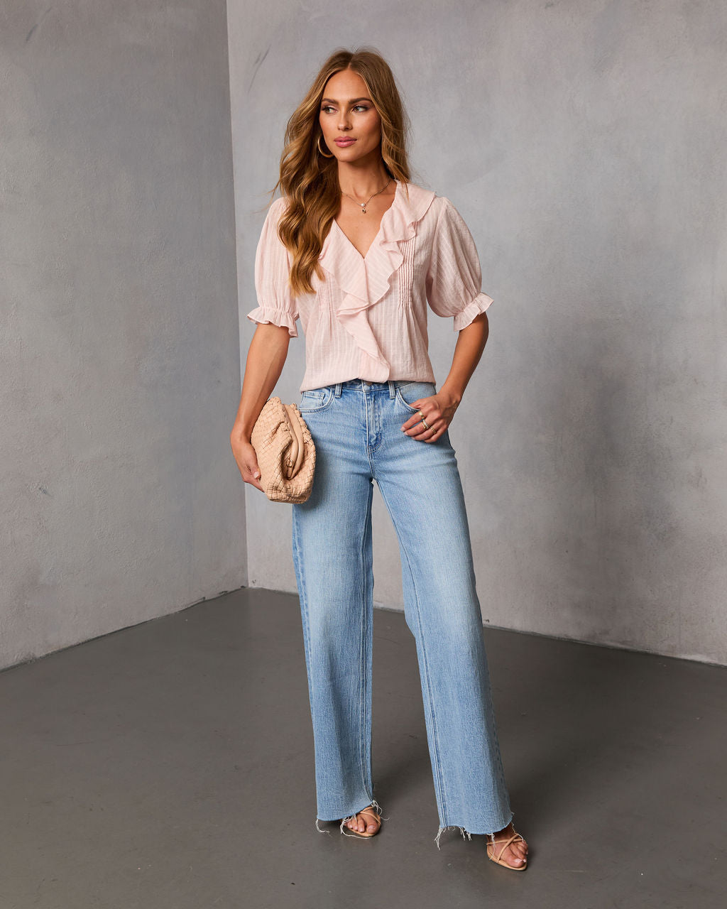 New Day Darling Pleated Ruffle Blouse