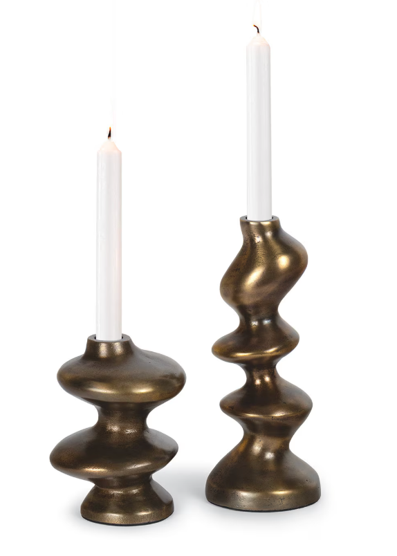 Blobby Brass Candle Holder Set