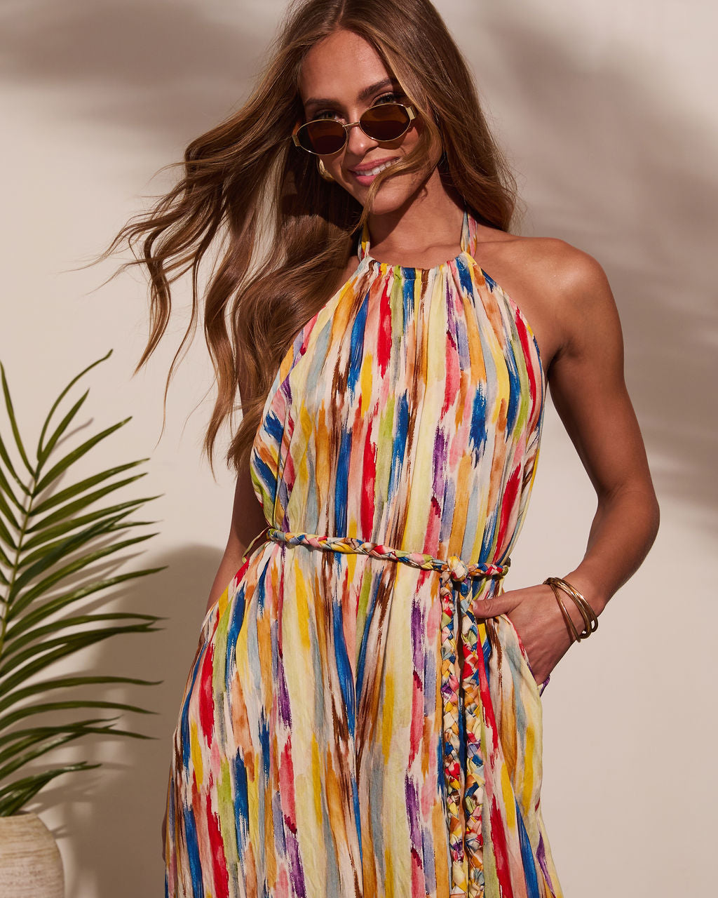 Magic Hour Halter Waist Tie Jumpsuit