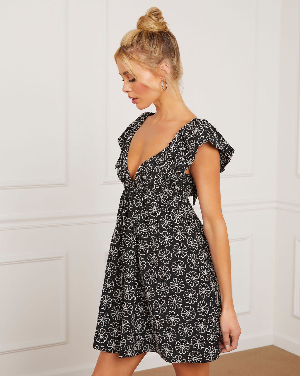 Daniela Gingham Babydoll Mini Dress