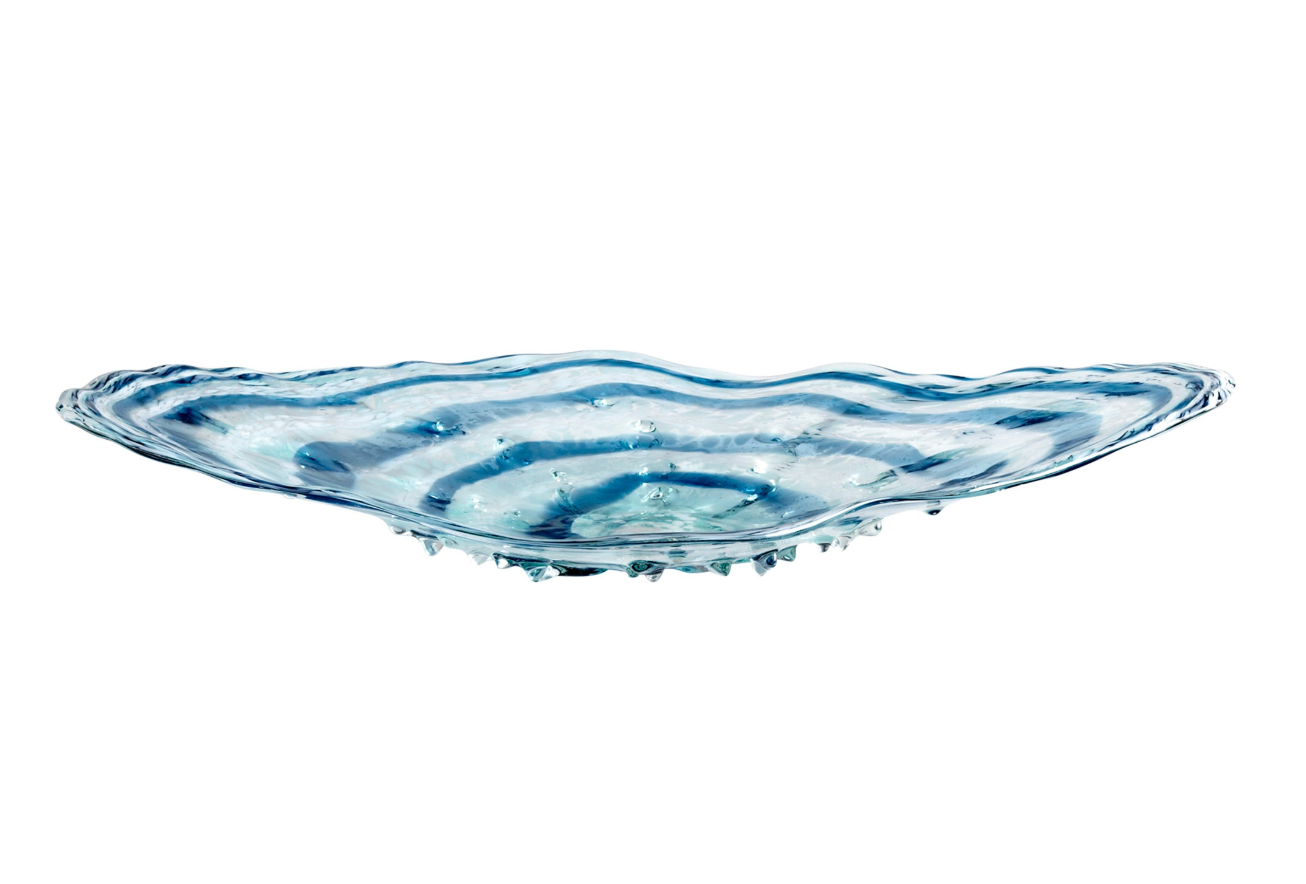 Blue & Clear Glass Decorative Bowl