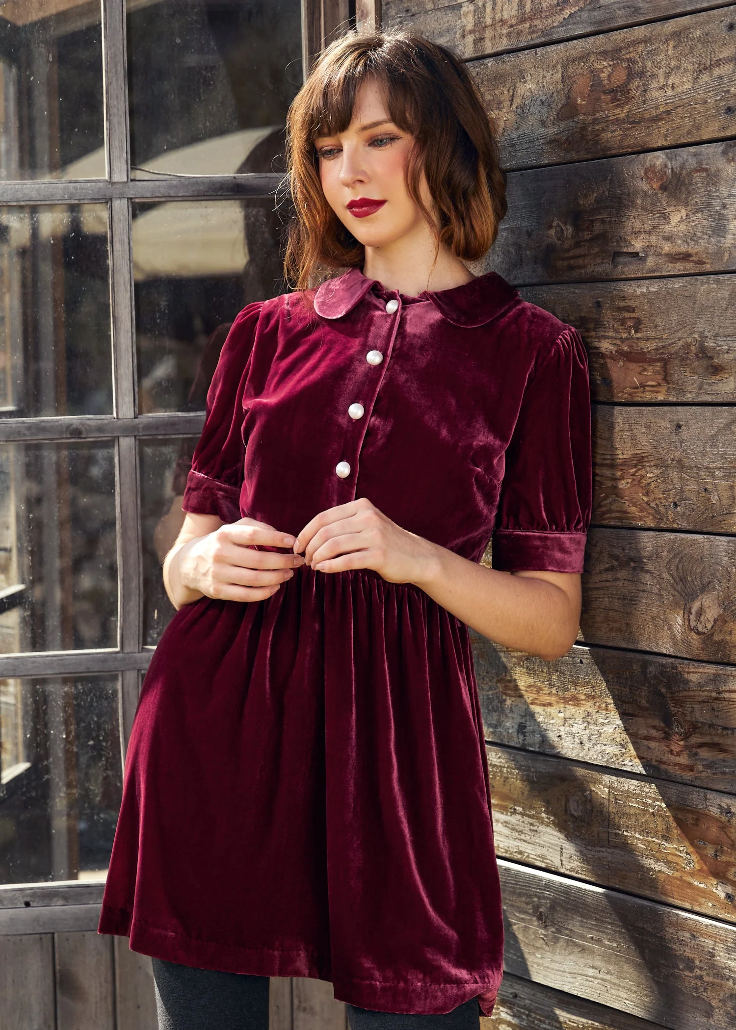 Such A Stunner Velvet Shirt Dress (Final Sale)