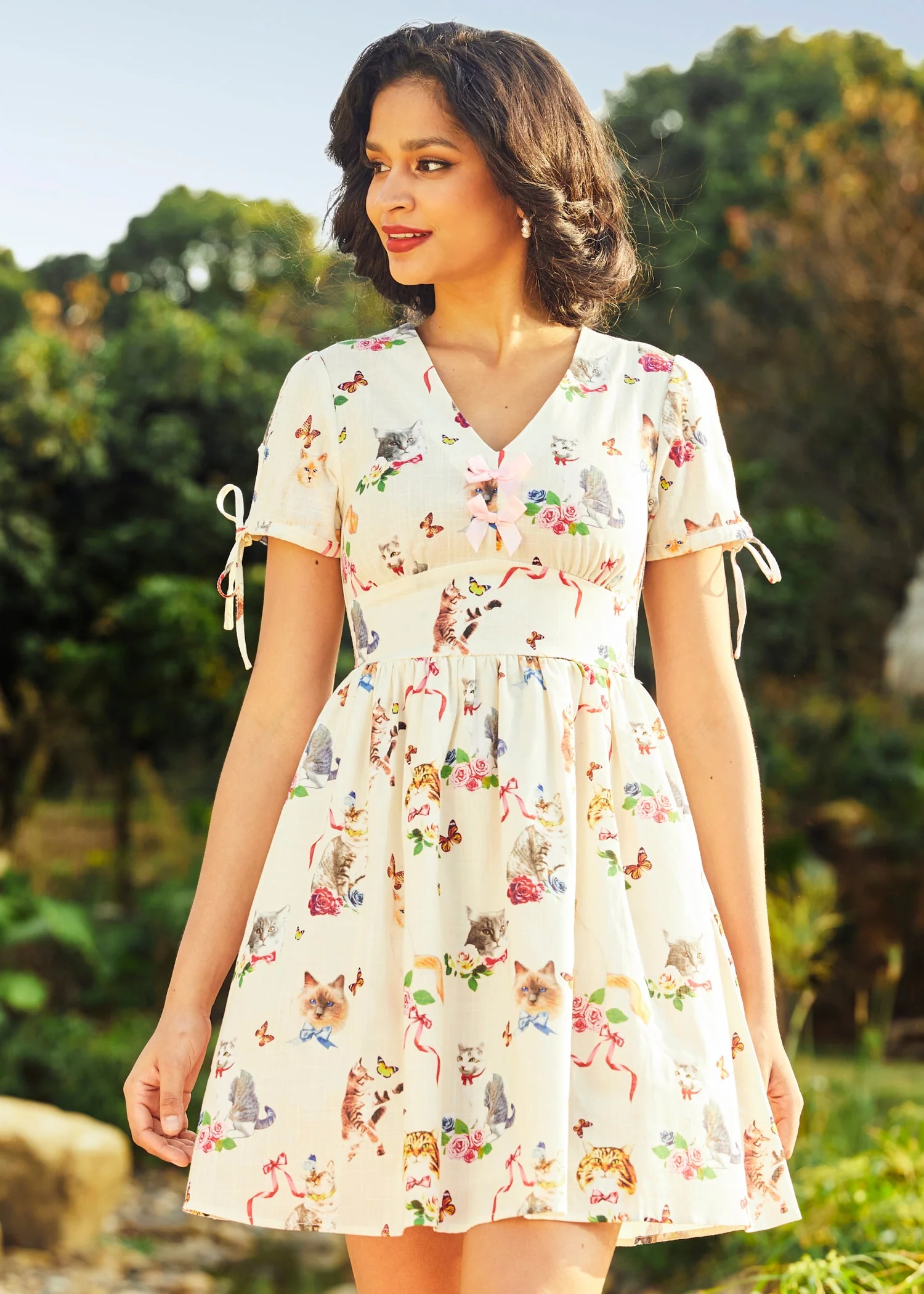 Kitsch Kitty Print Dress