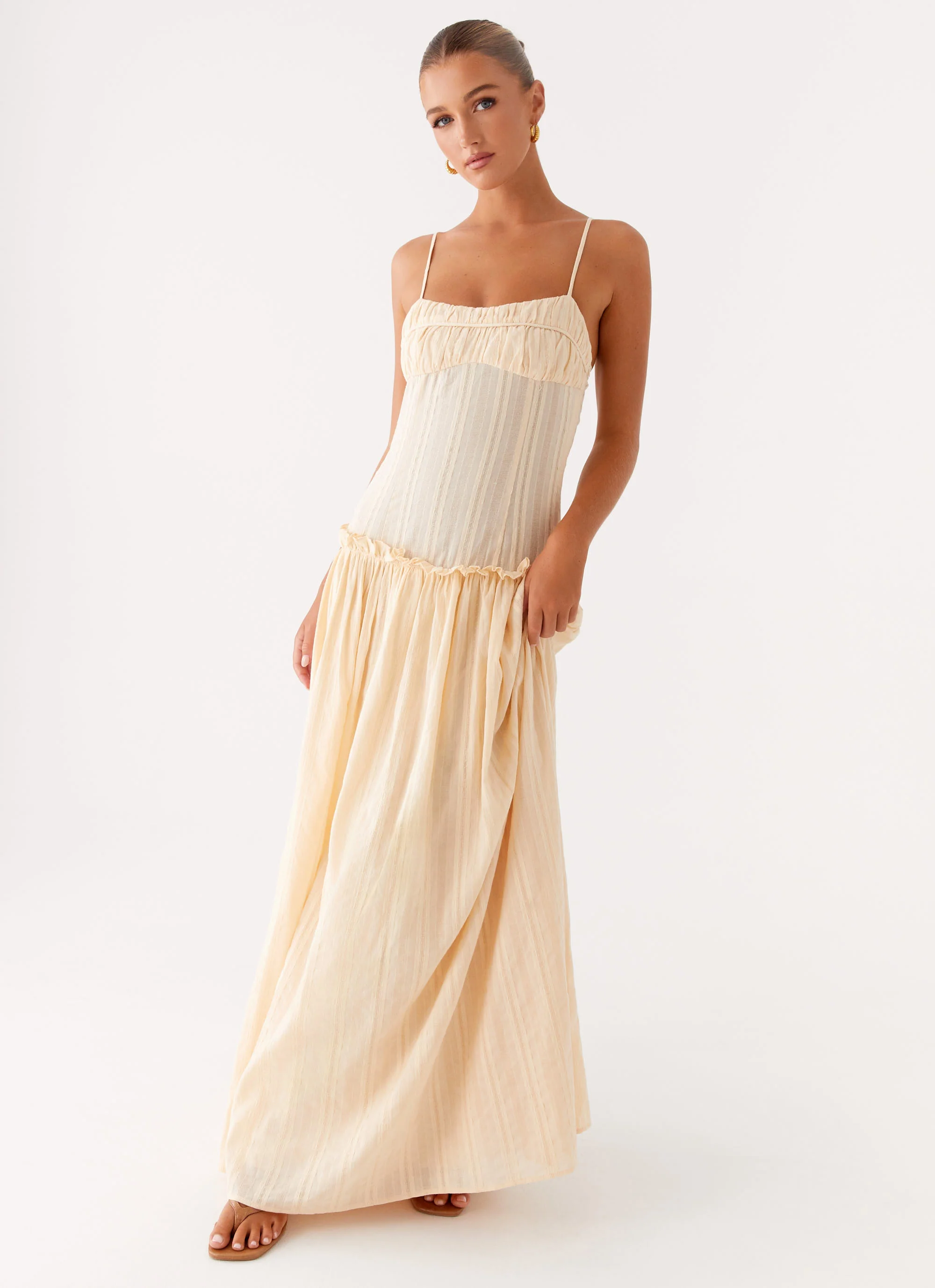 Jacinda Drop Waist Maxi Dress - Cream