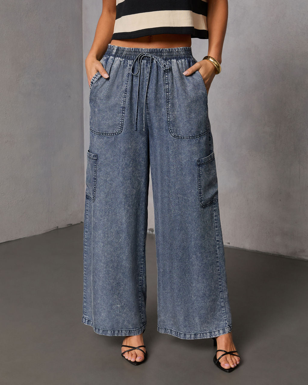 Blue Hour Chambray Cargo Pants