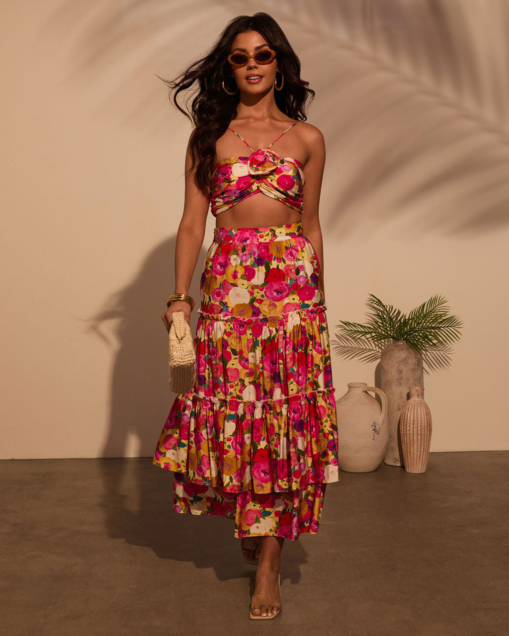 Margot Floral Halter Crop Top