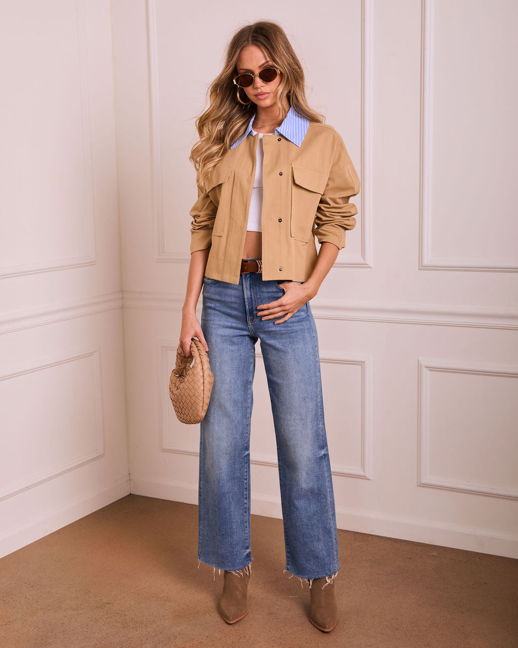 Solyn Contrast Collar Utility Jacket