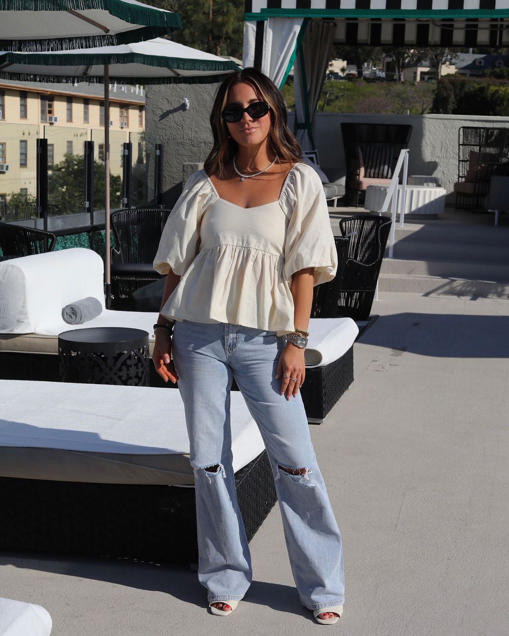 Valentina Cotton Puff Sleeve Babydoll Top