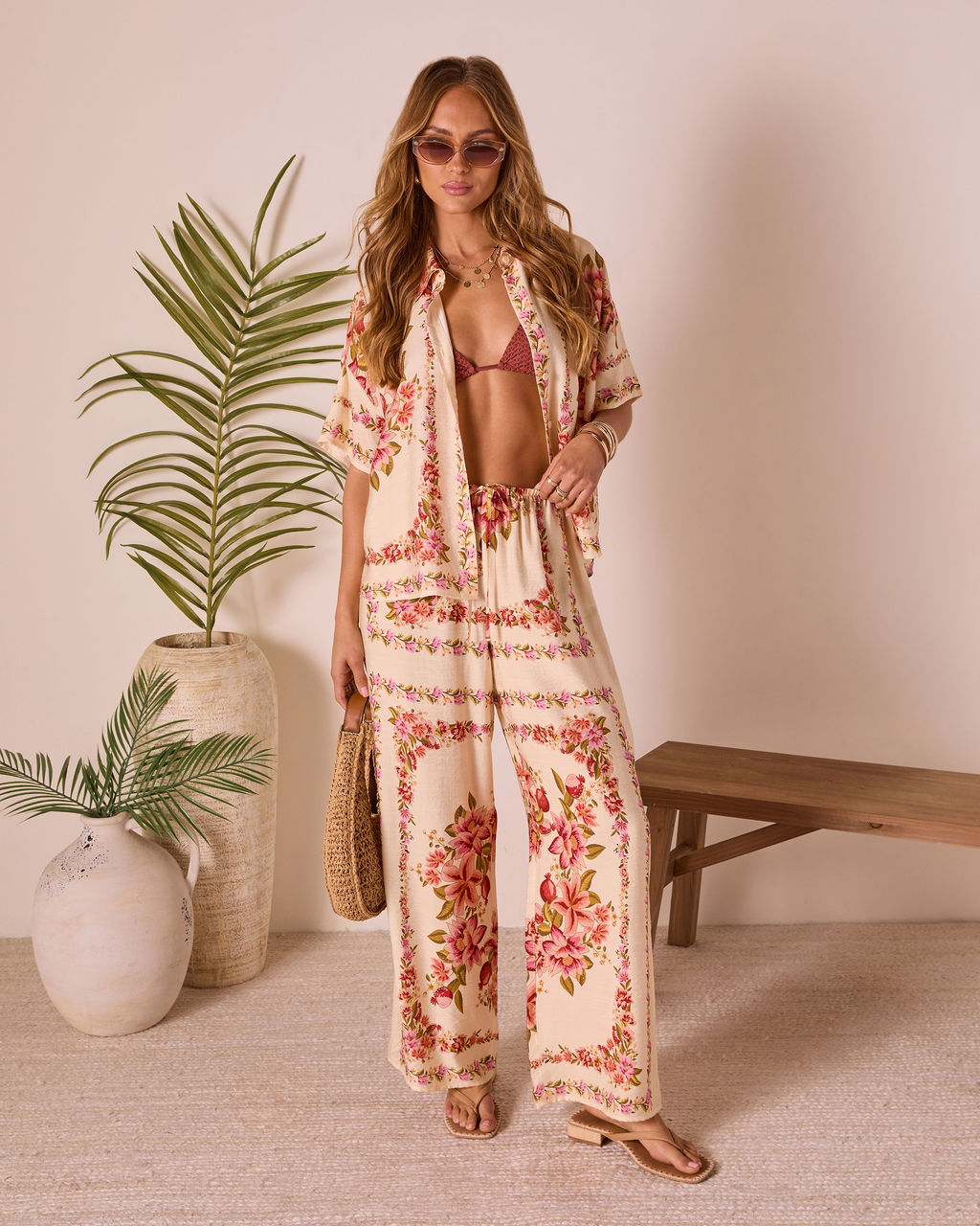 Hibiscus Haze Abstract Printed Pants