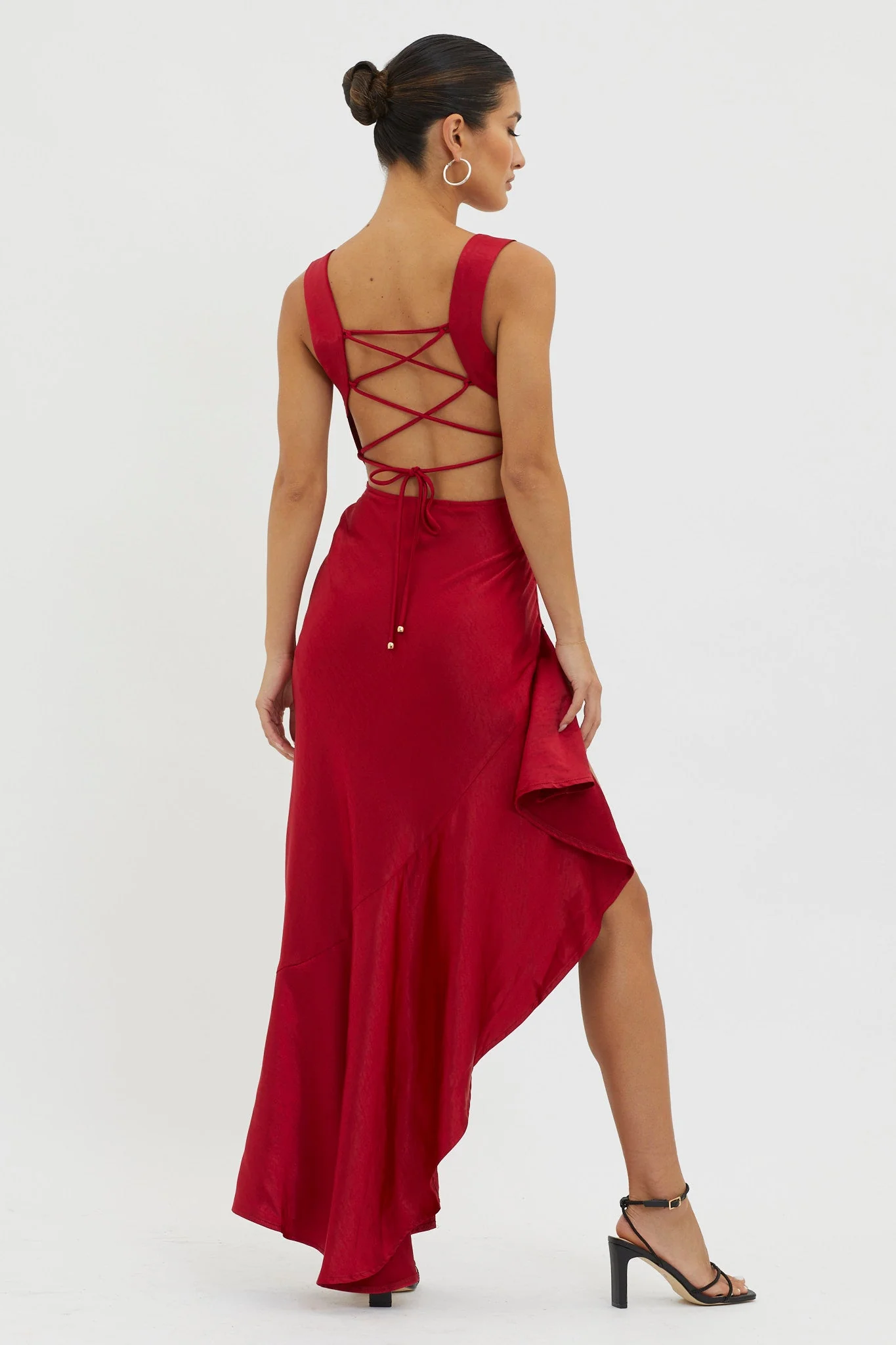 Ellianna Lace-Up Back Maxi Dress Red