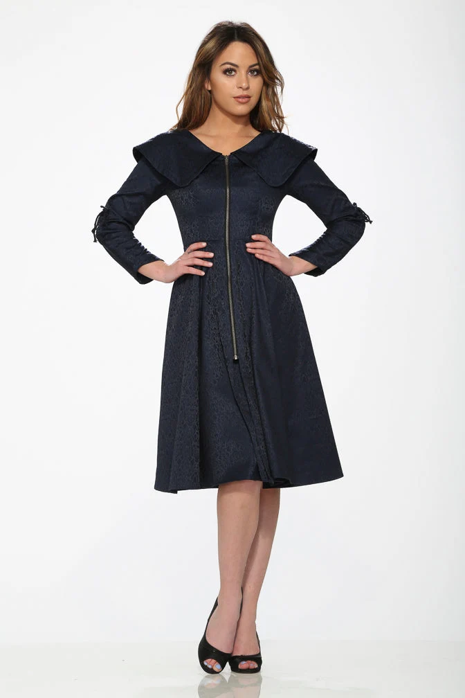 Blue Zipper Swing Dress