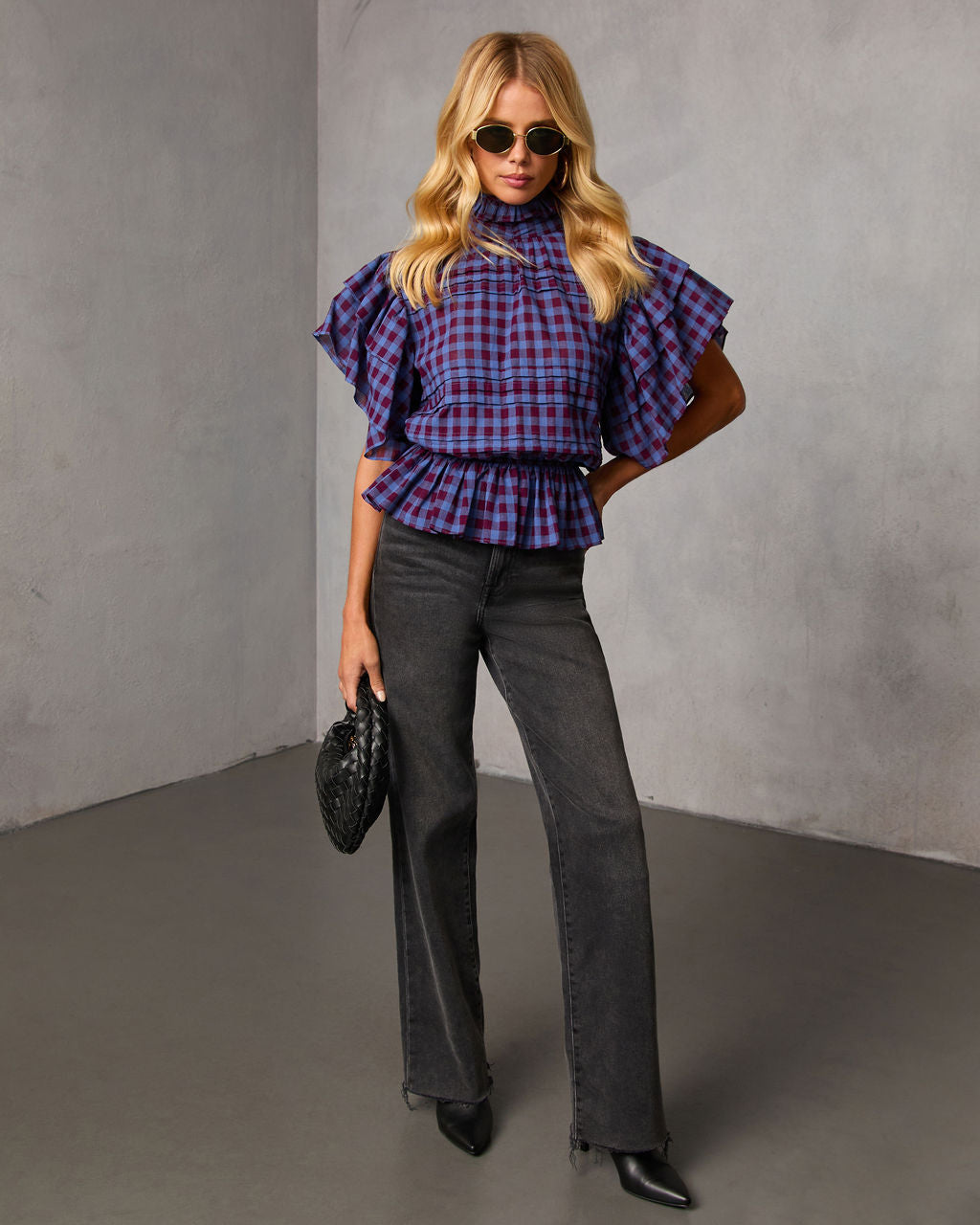Nomad Cowgirl Plaid Mock Neck Top