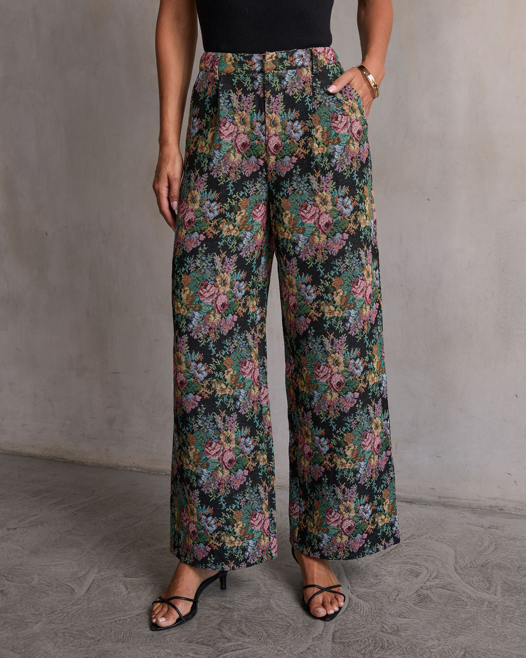 Moment In Time Floral Tapestry High Rise Pants