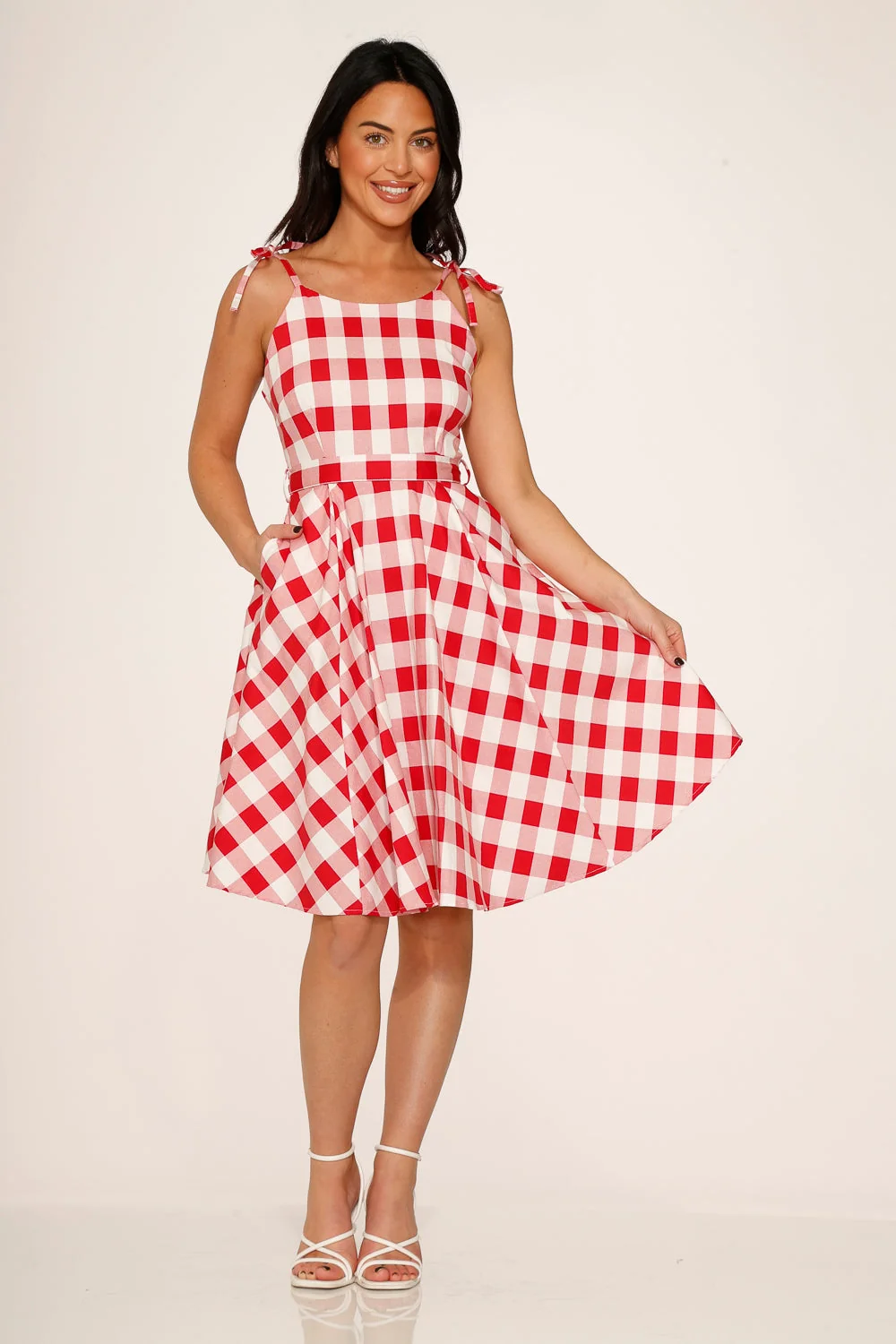 Red & White Picnic Swing Dress
