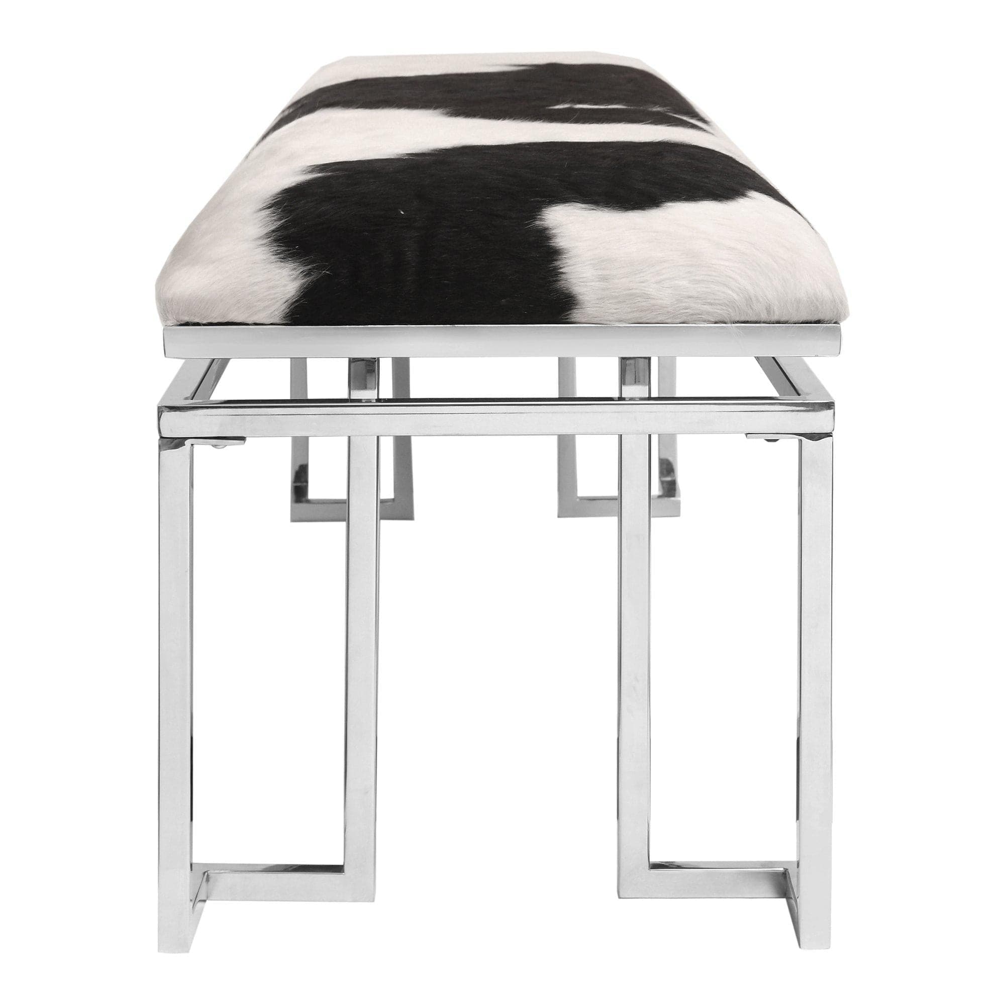 Appa Black & White Cow Hide Bench