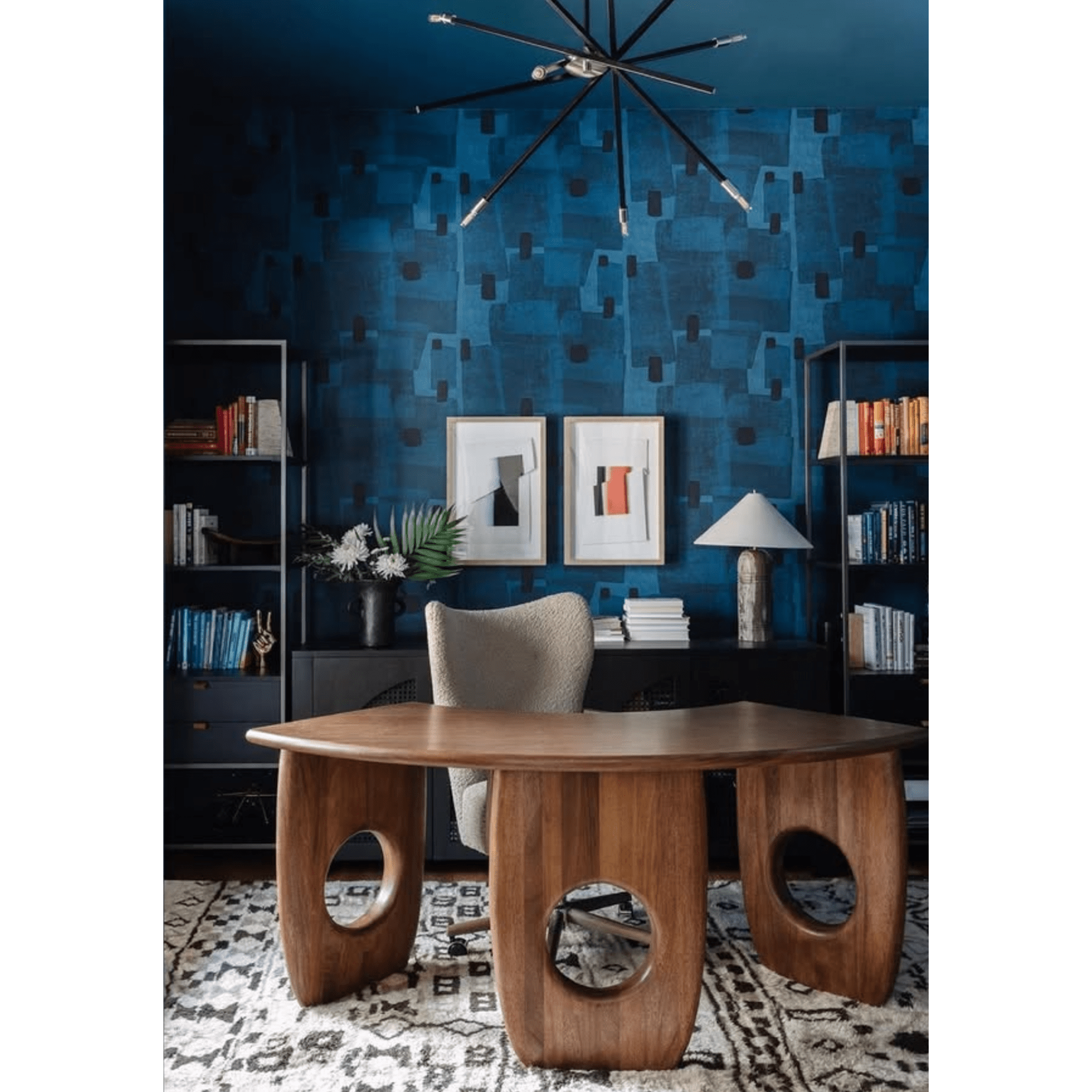 Dark Walnut Curved Office Desk