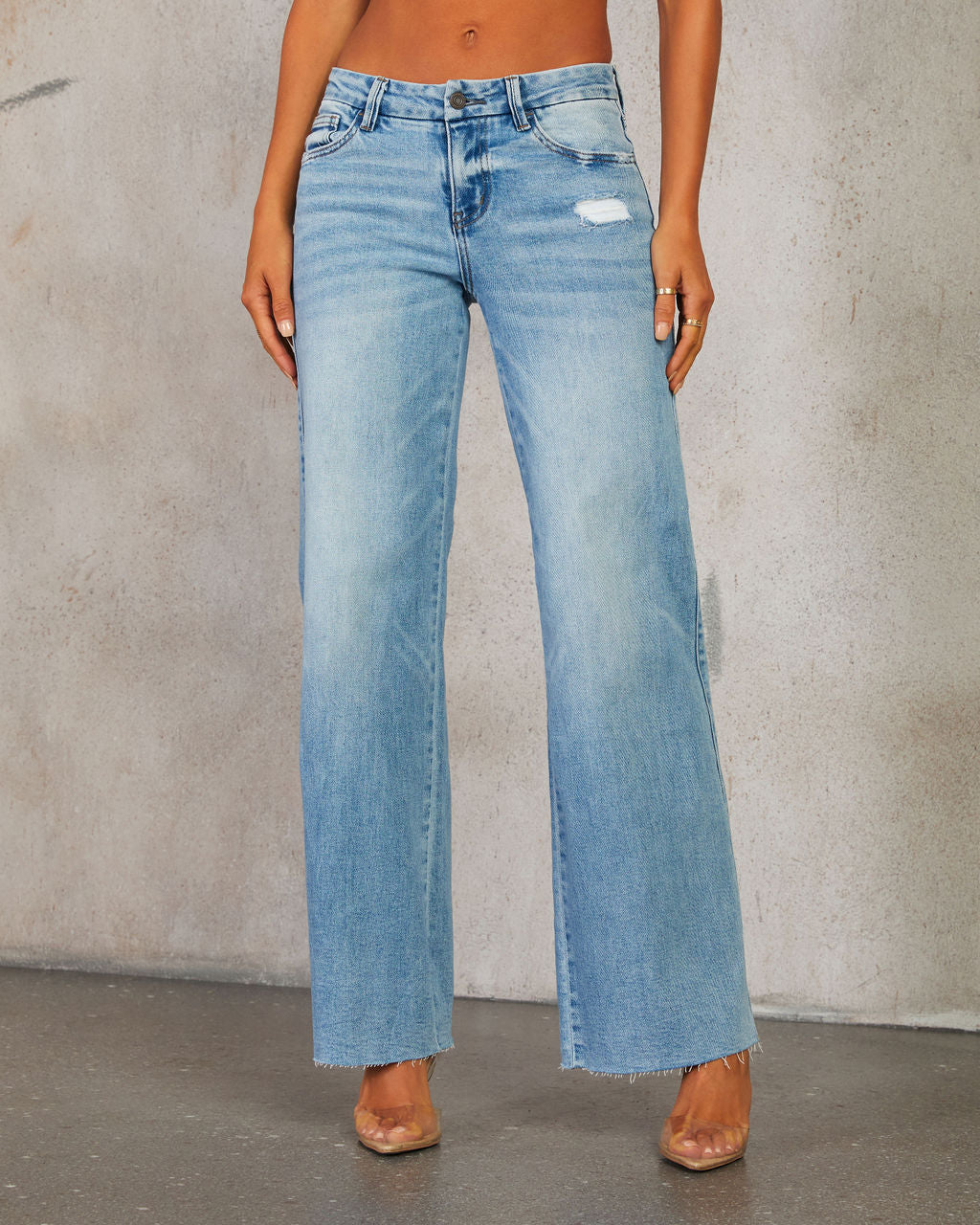 Ellison Stretch Mid Rise Wide Leg Jeans