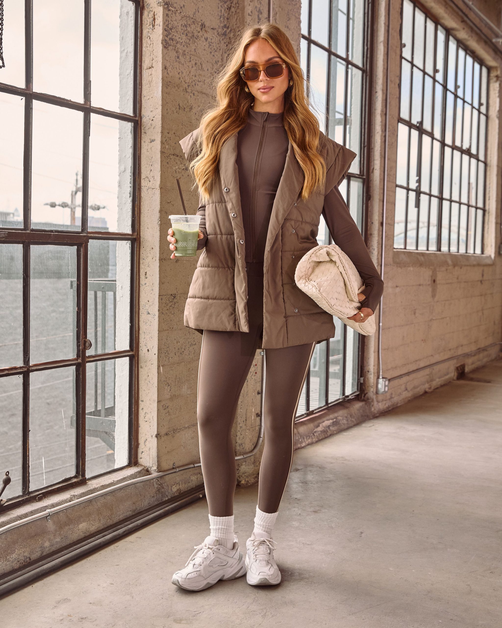 Toasted Oat Puffer Waist Tie Vest