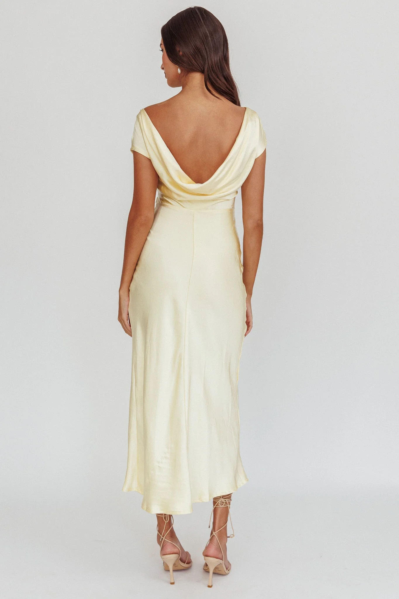 Loveland Cap Sleeve Cowl Back Midi Dress Butter