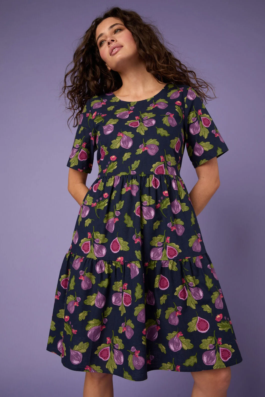 Fig Tiered Cotton Smock Dress