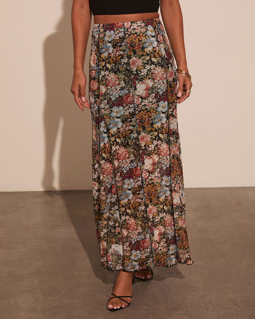 Gracie Mesh Floral Maxi Skirt