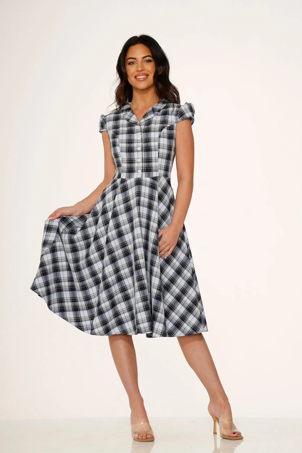 Blue Plaid Swing Dress