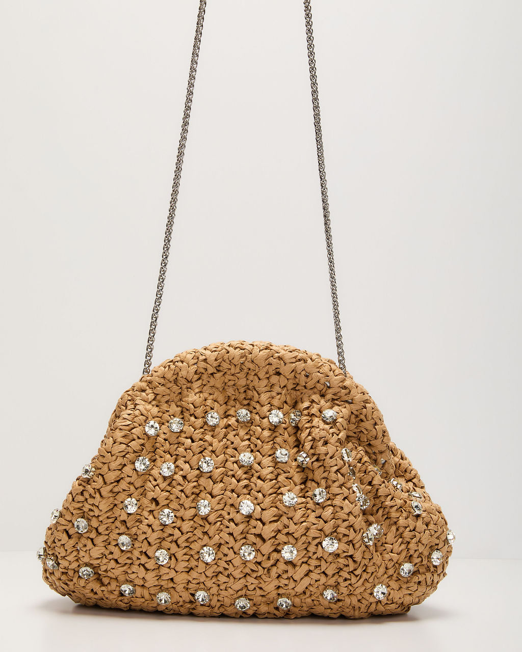 Seraphine Rhinestone Embellished Straw Clutch