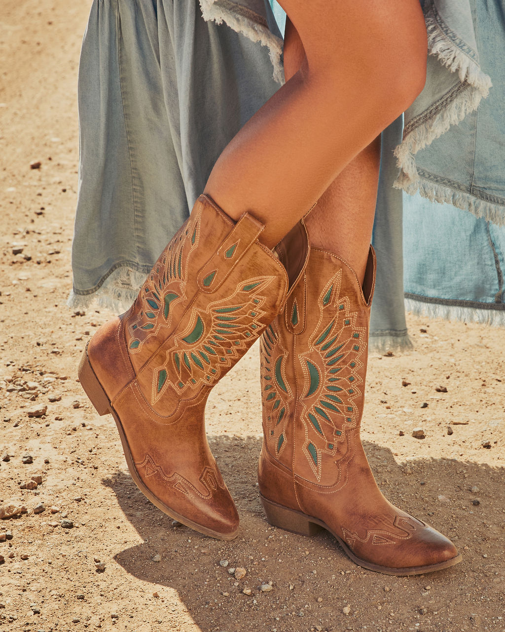 Trail Blazer Embroidered Vegan Leather Western Boots