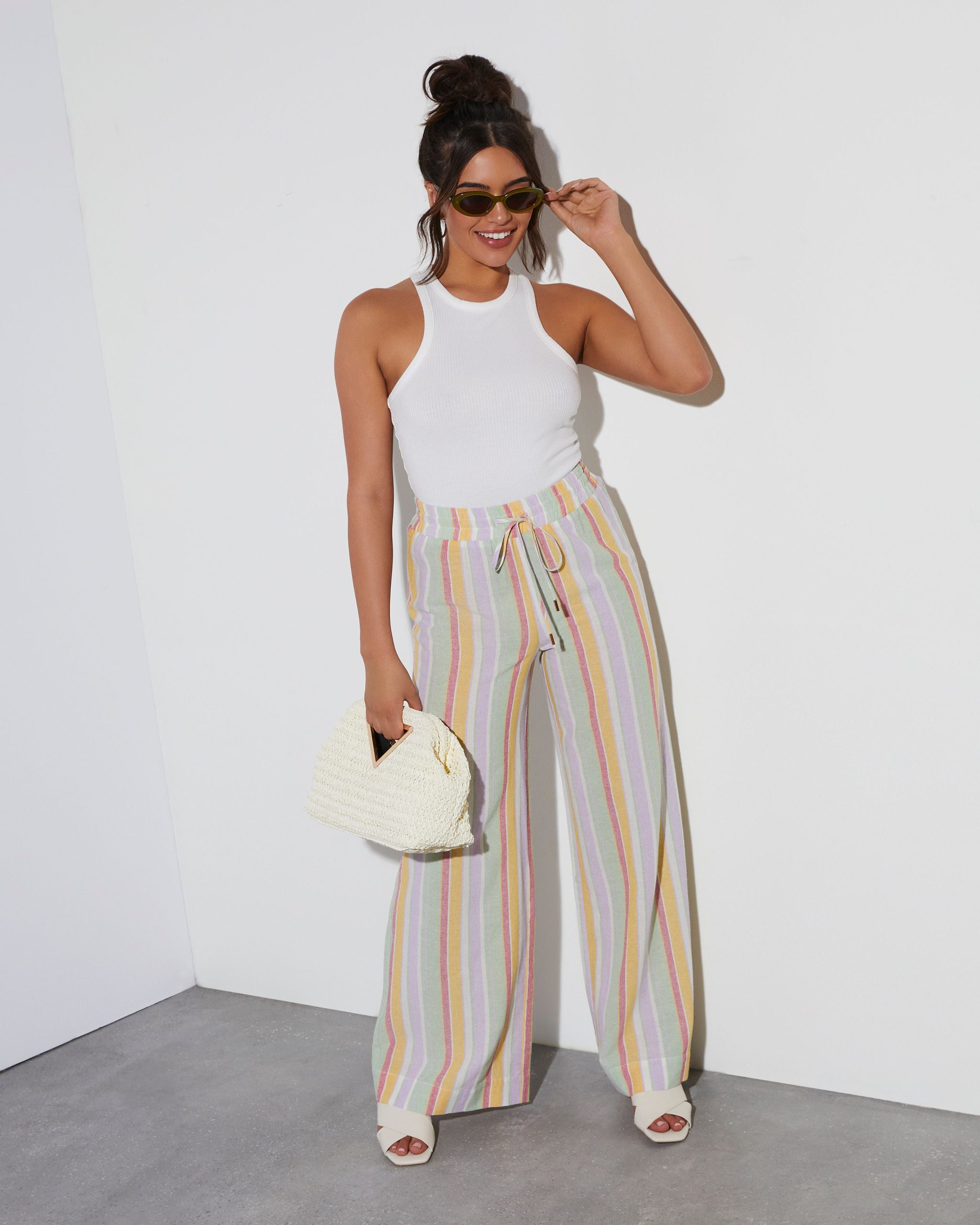 Cali Striped High Rise Trouser