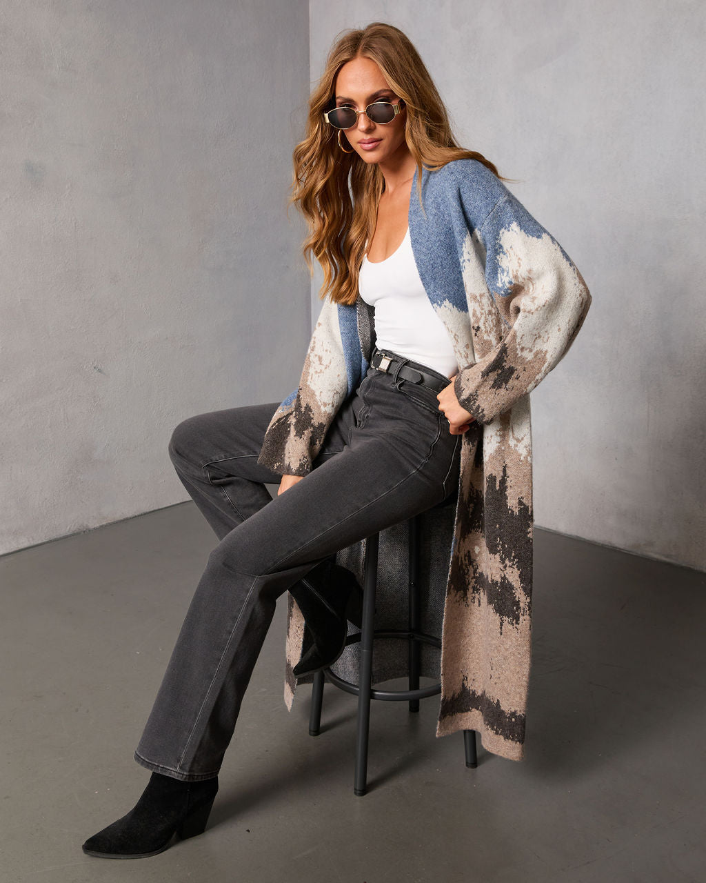 Glacielle Abstract Duster Cardigan