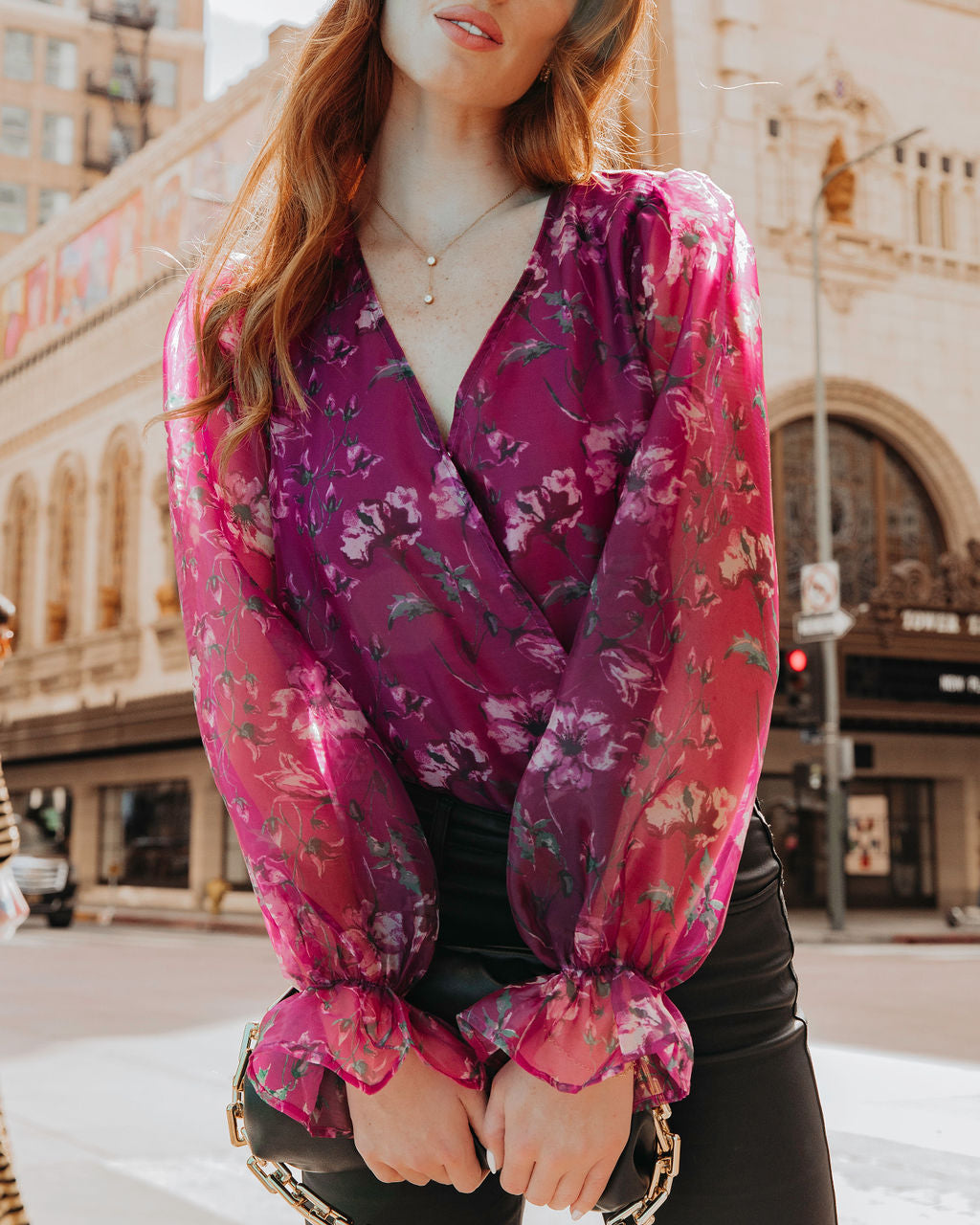 Anastasia Floral Organza Ruffle Bodysuit