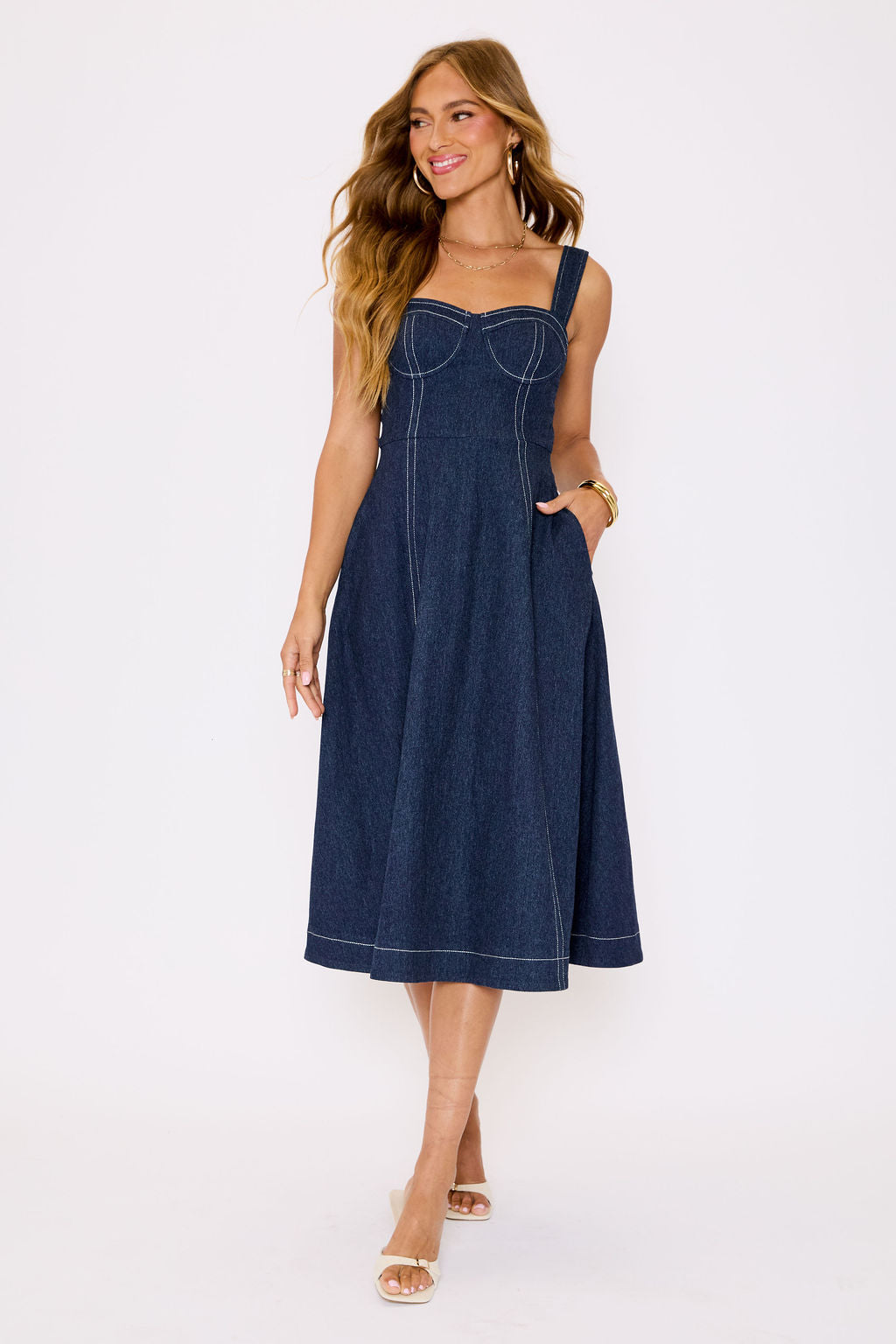 Rey Denim Midi Dress