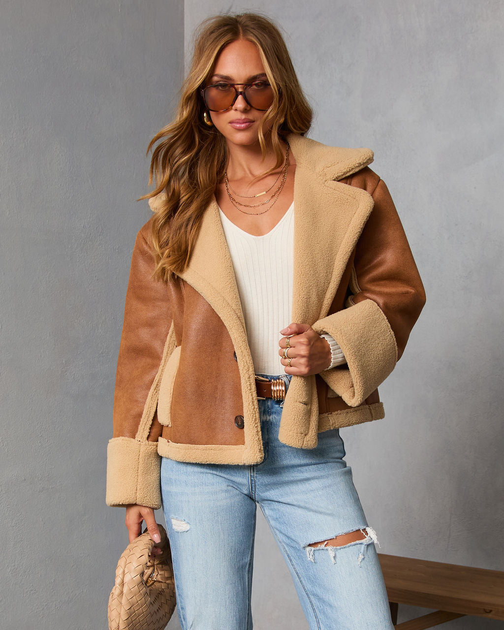 Autumn Air Suede Sherpa Trim Jacket