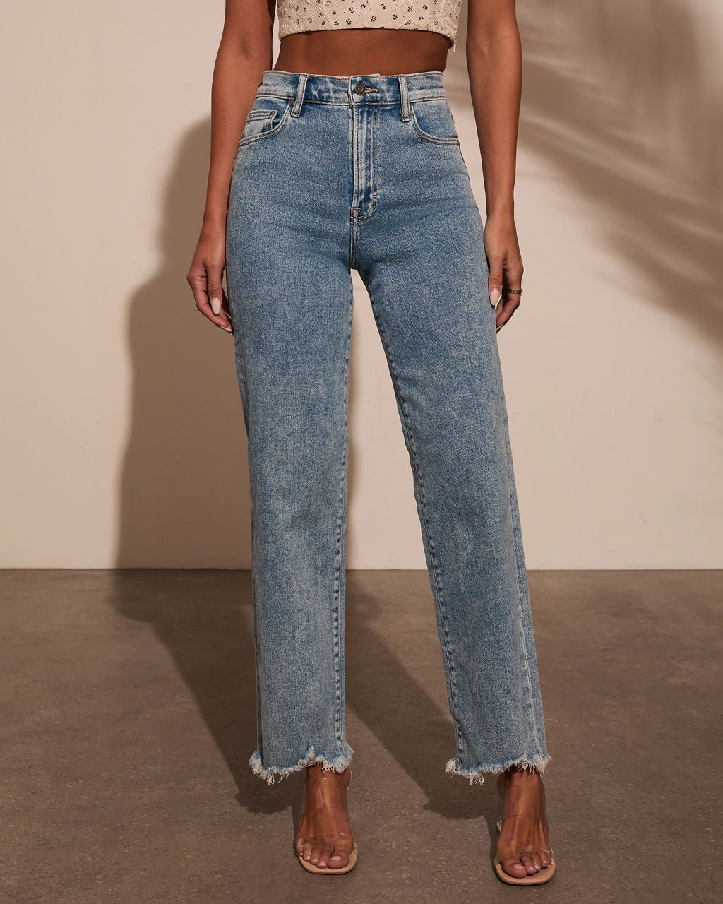 Mandy High Rise Stretch Frayed Relaxed Denim