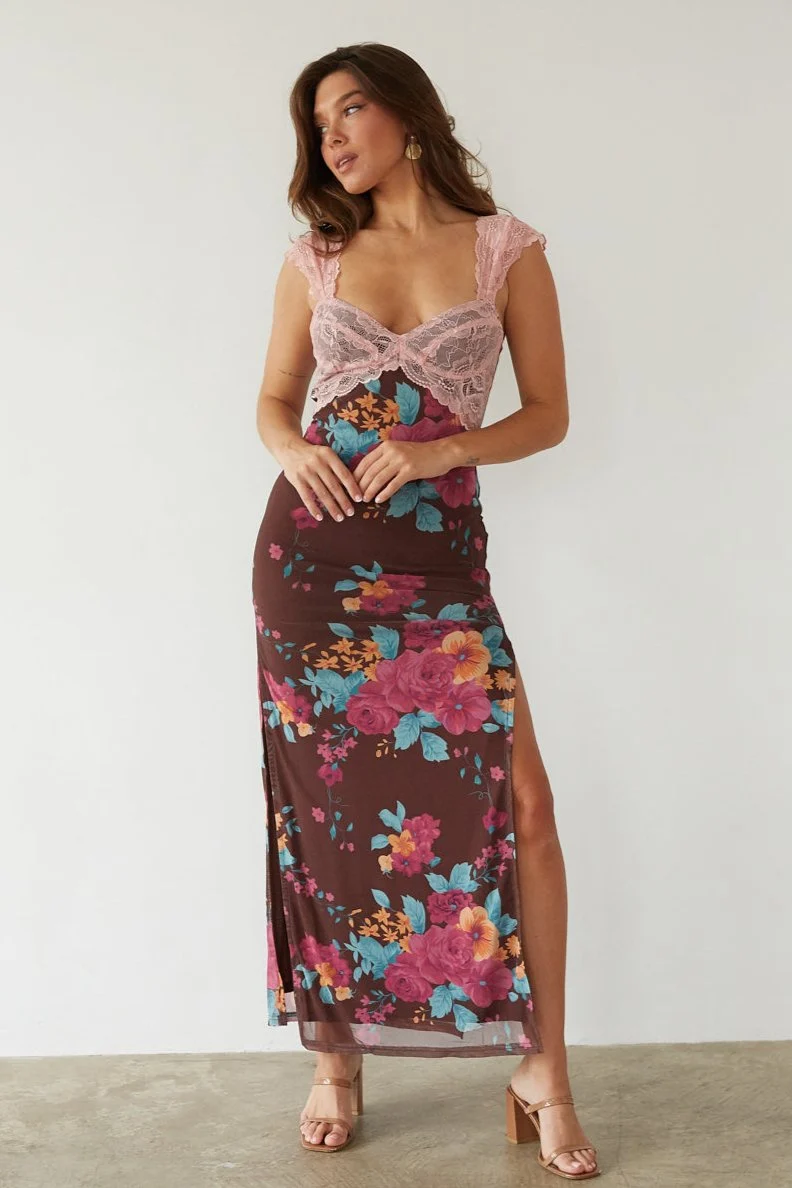 Mimi Floral Mesh Maxi Dress