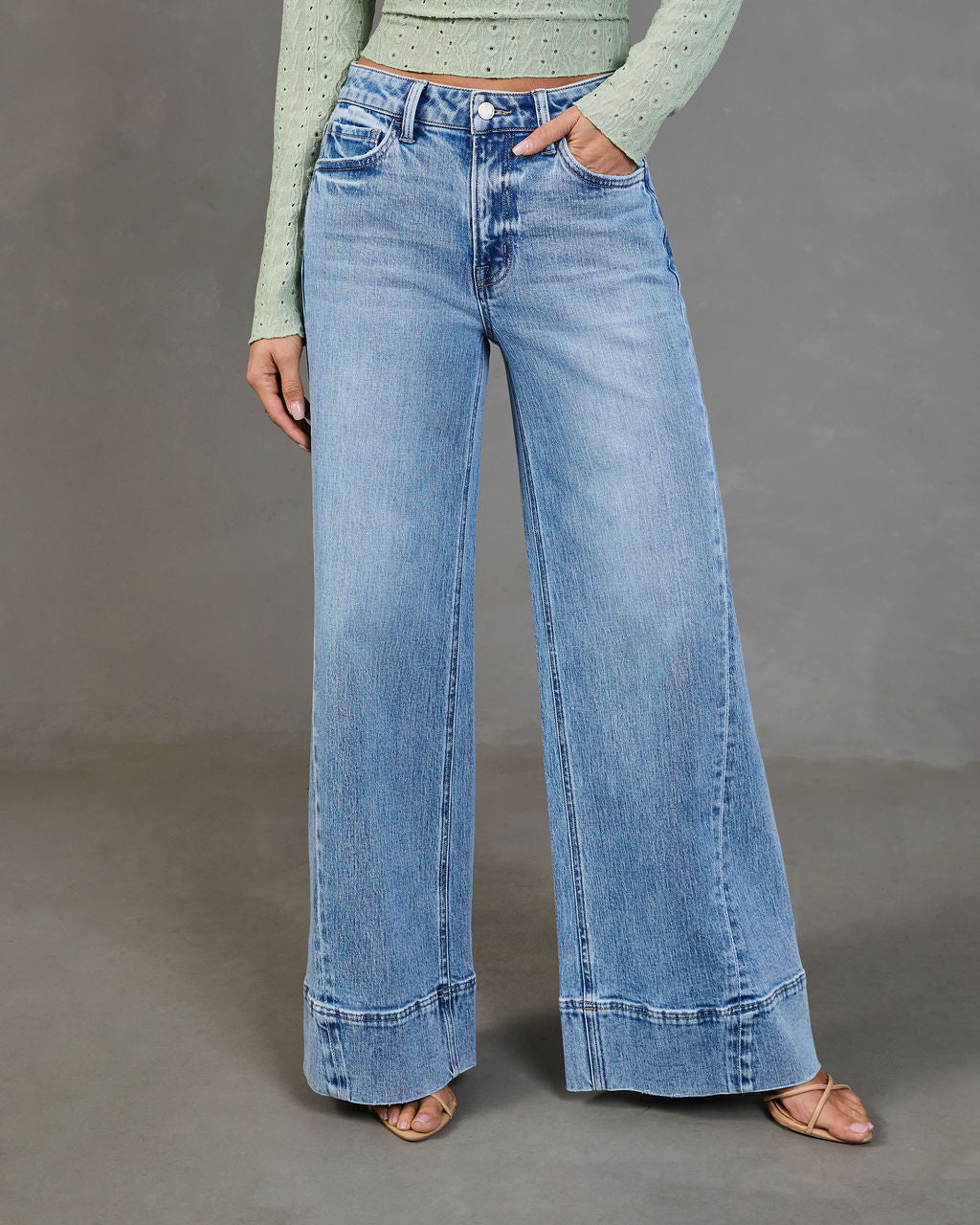 Clean Cut Stretch High Rise Wide Leg Jeans