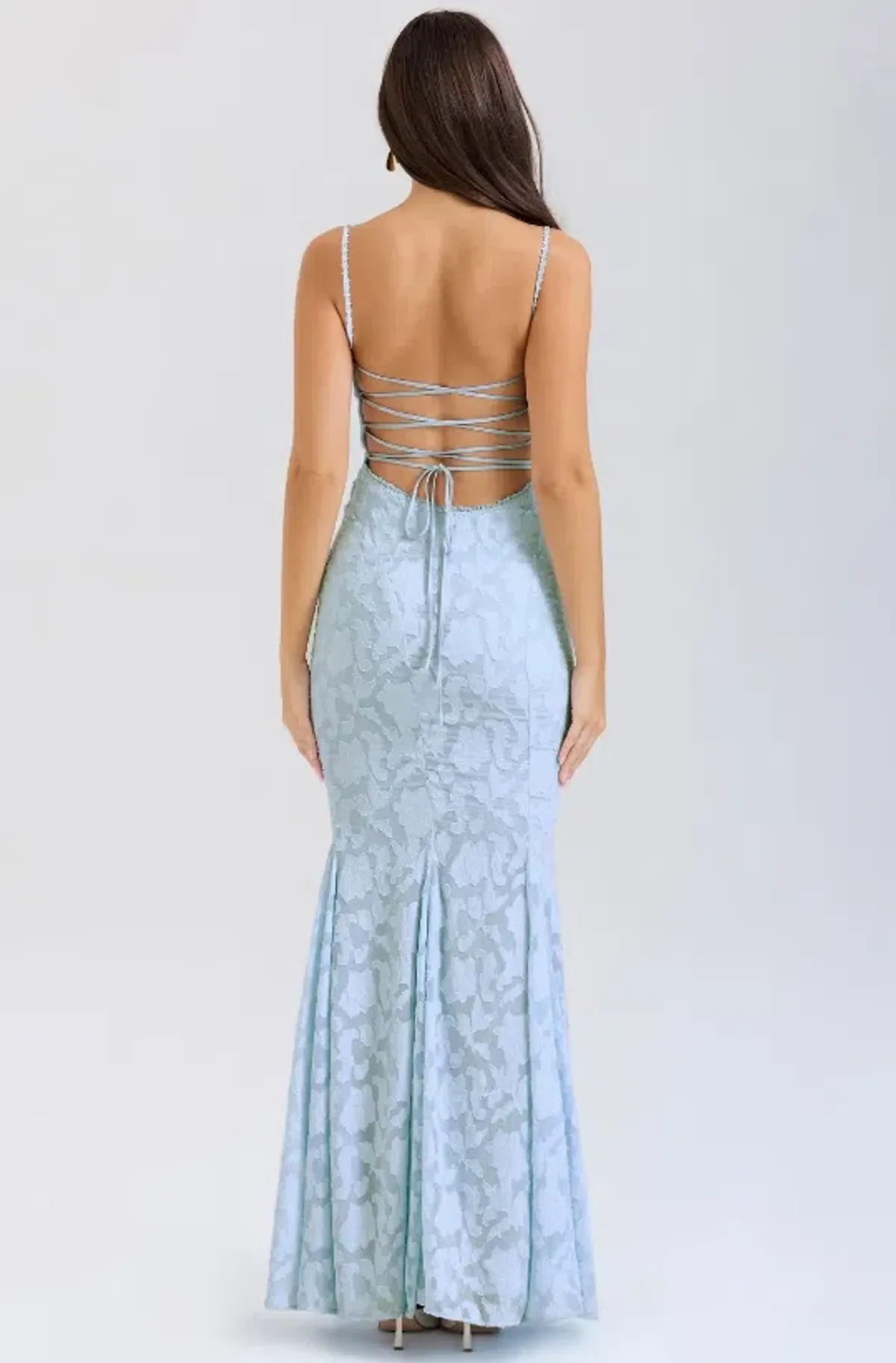 Joan-B Back Lacing Floral Jacquard Dress