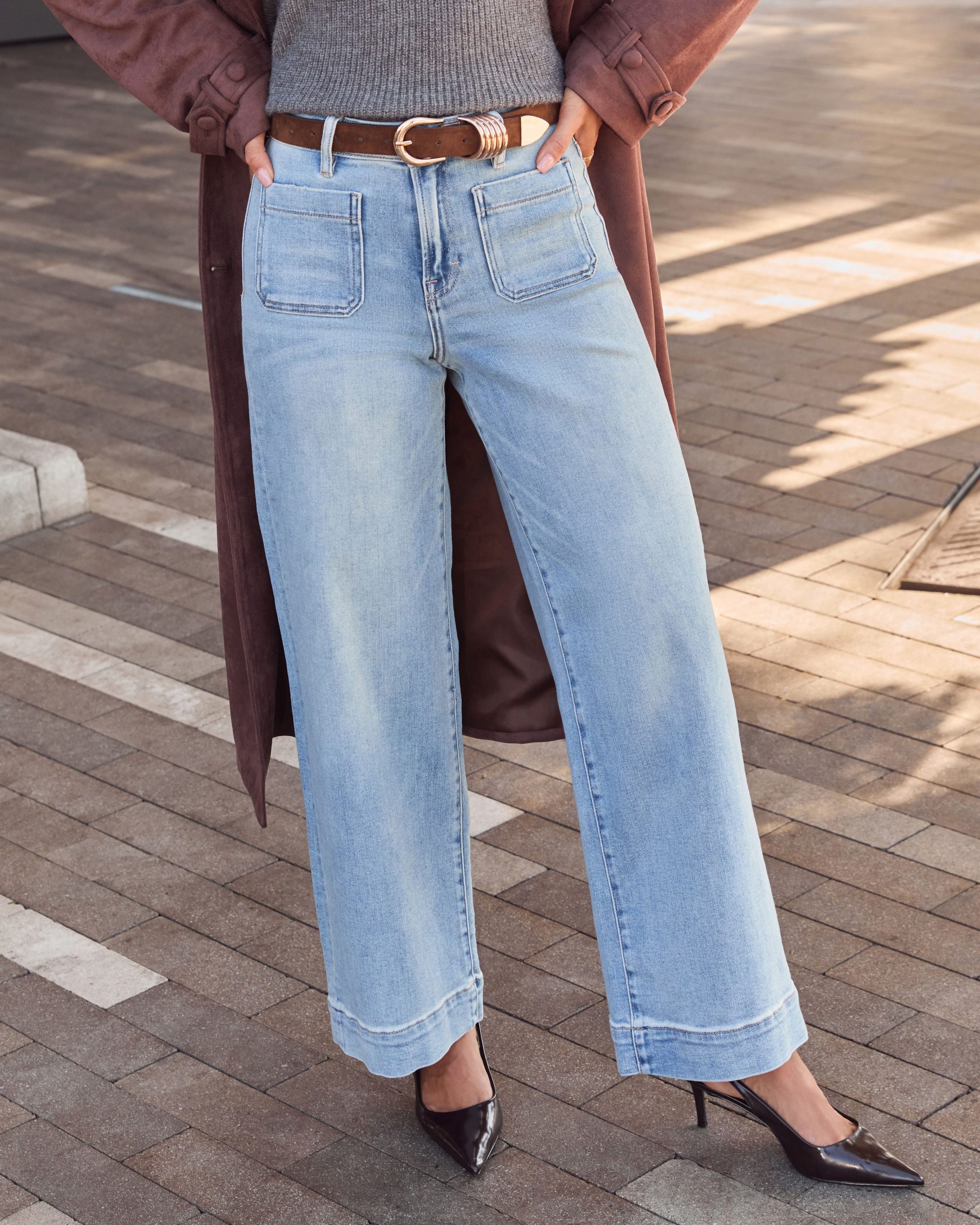 Found You Here Stretch High Rise Wide Leg Jeans
