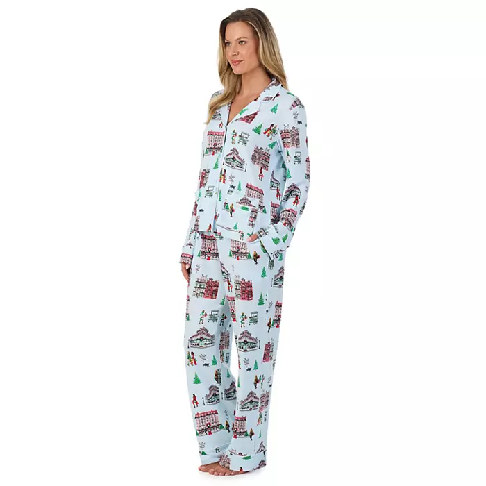 Women's Beauty Sleep Social Long Sleeve Pajama Top & Pajama Bottoms Set