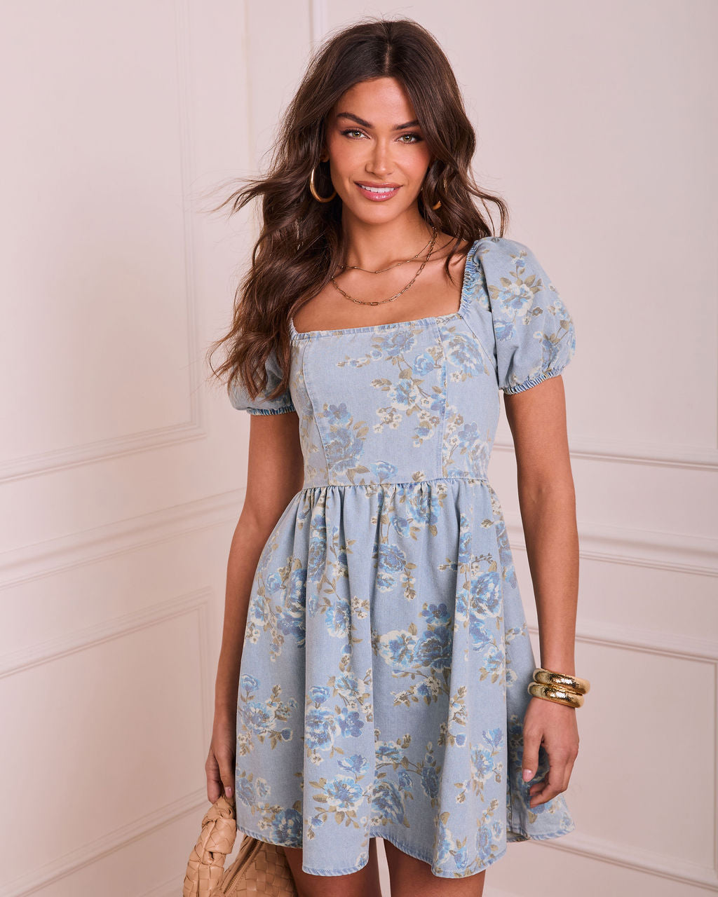 Petal Ease Floral Puff Sleeve Mini Dress