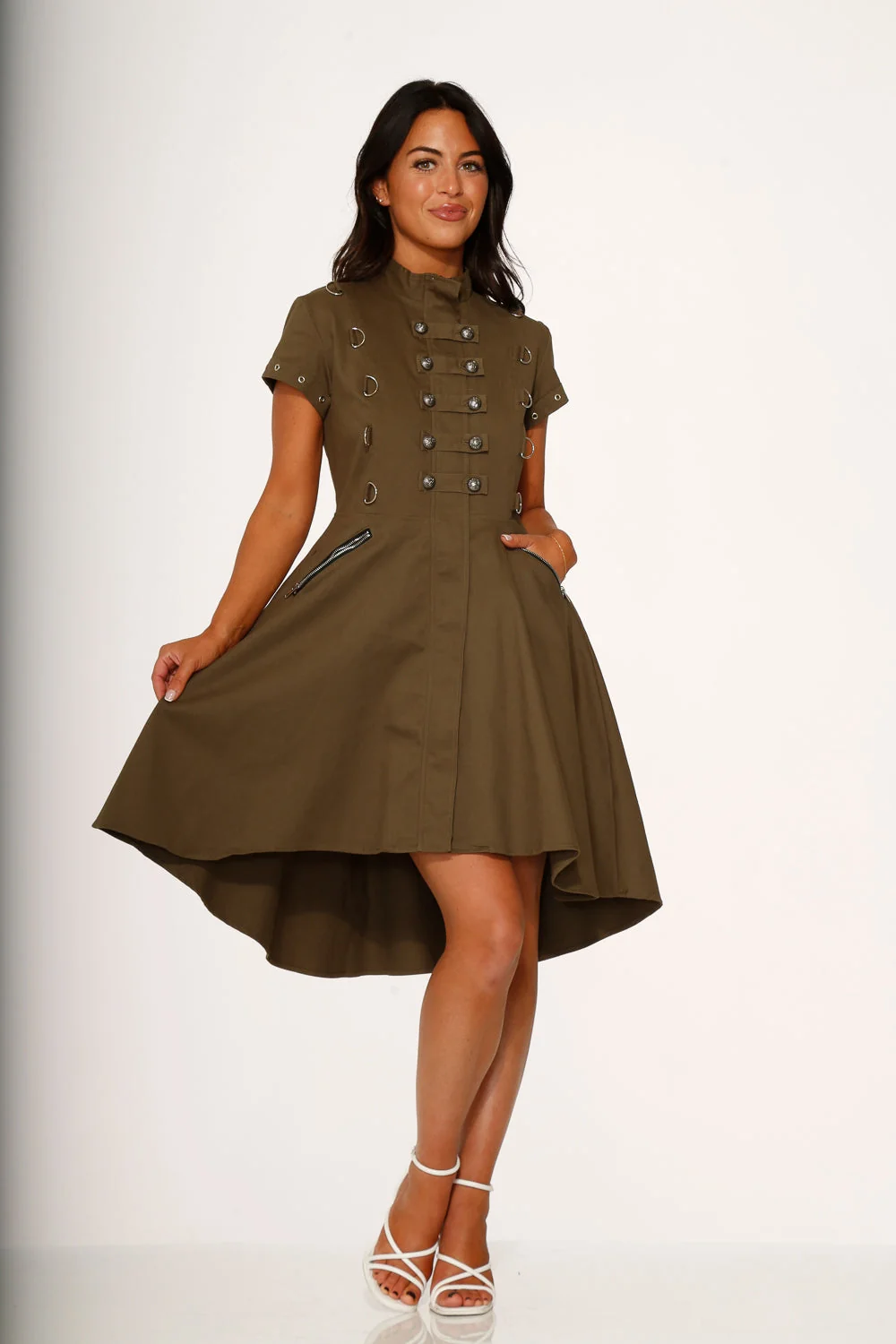 Battalion Olive Hi-Lo Swing Dress