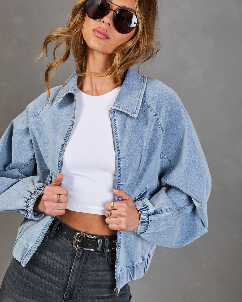 Free Spirits Denim Bomber Jacket