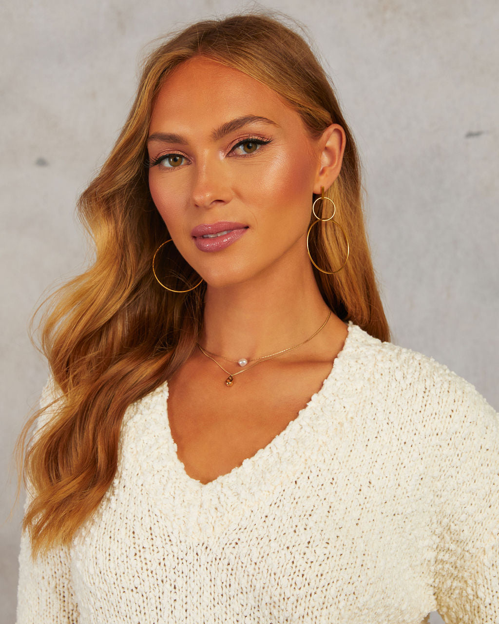 David Double Hoop Drop Earrings