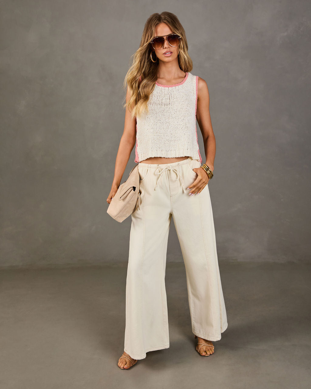 Zenah Rigid High Rise Wide Leg Drawstring Jeans