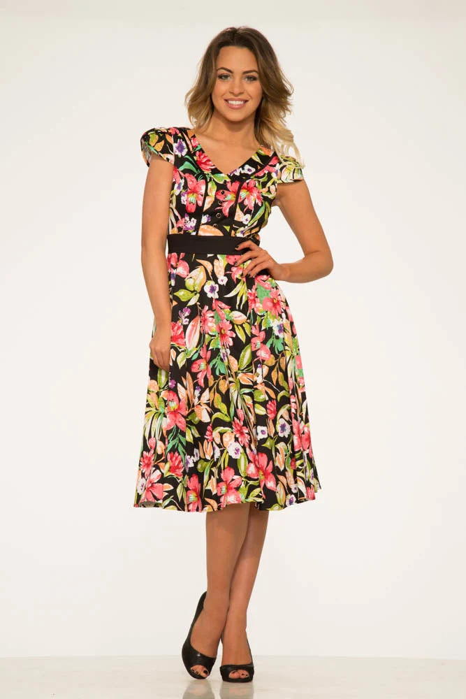 Tropical Mix Floral Swing Dress