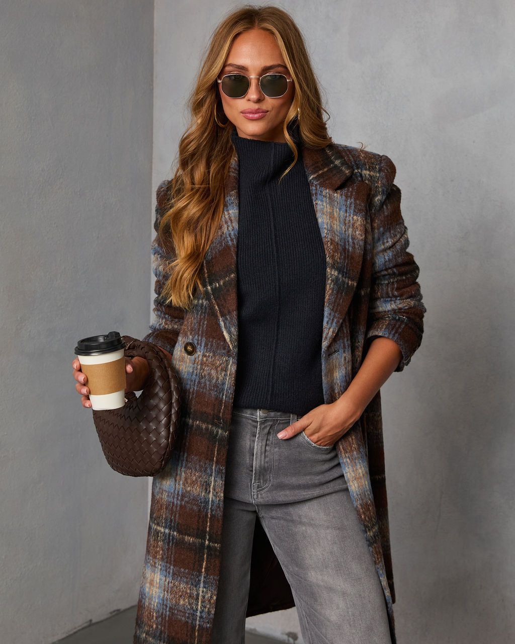 Devora Plaid Double Breasted Coat