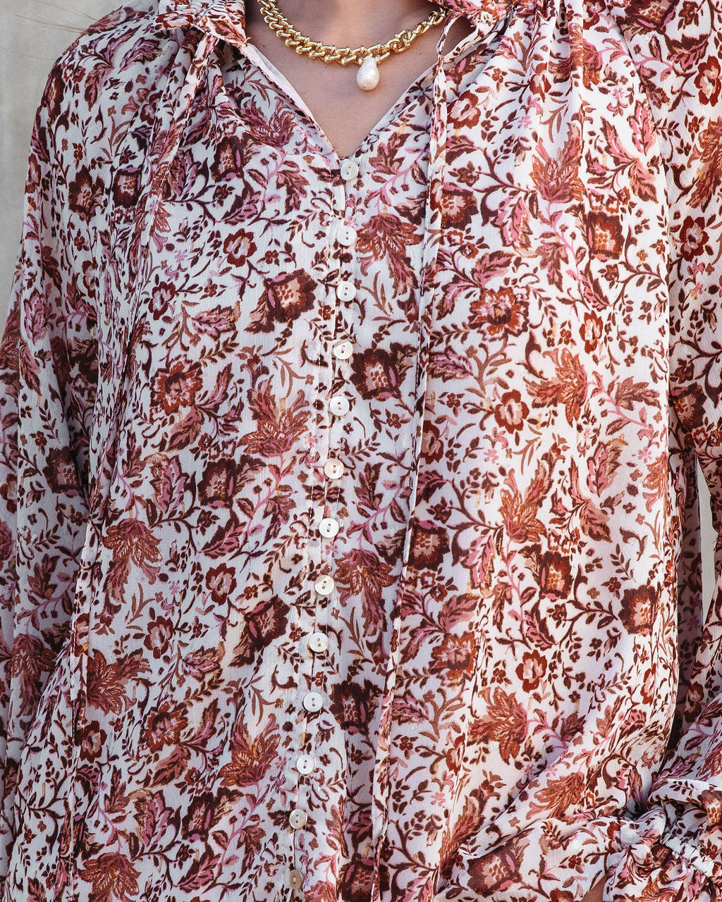 Sahara Printed Ruffle Long Sleeve Top